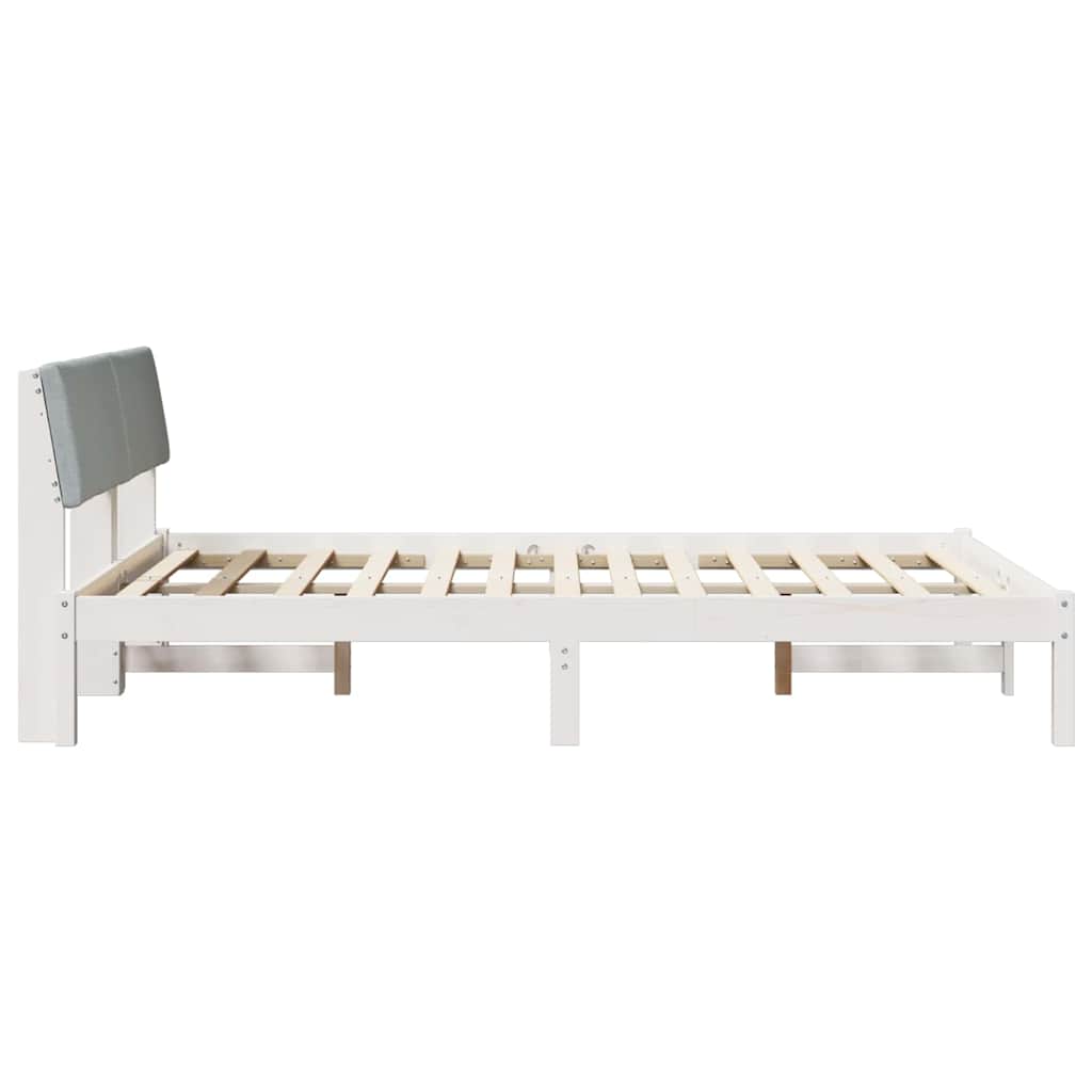 Bed frame White and light grey 140 x 190 cm Solid pine wood